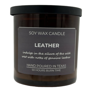 Leather Soy Wax Candle - Lavender Ridge Farms