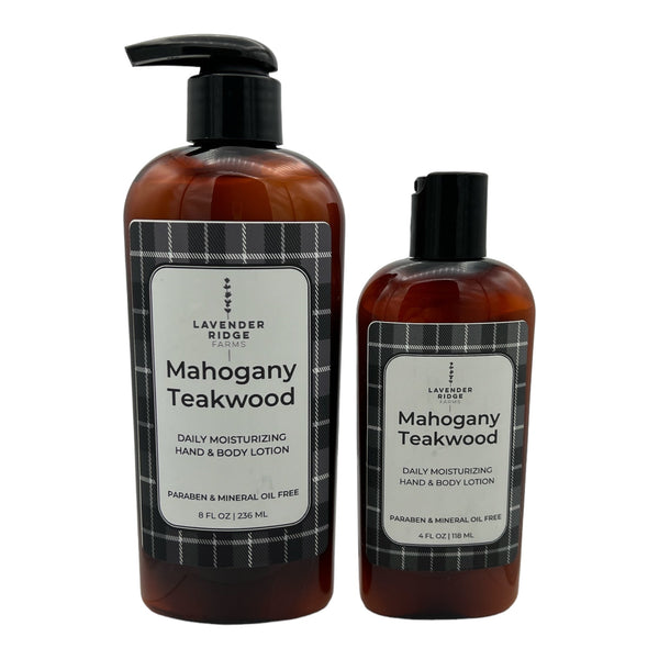 Lotion - Mahogany Teakwood Hand & Body - Lavender Ridge Farms