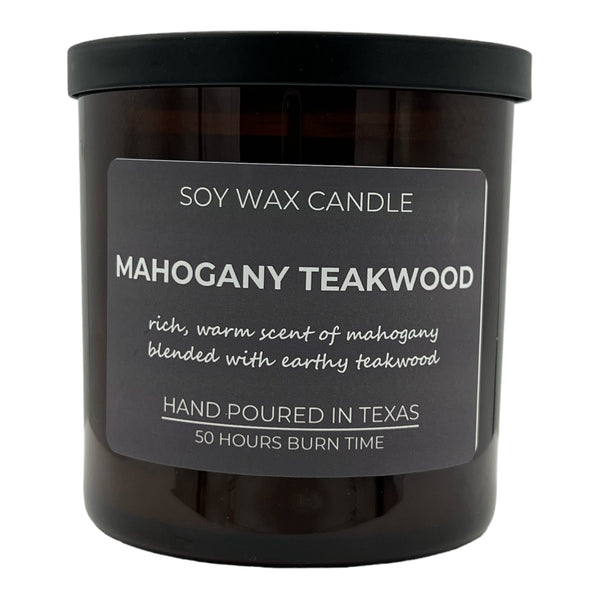 Mahogany Teakwood Soy Wax Candle - Lavender Ridge Farms